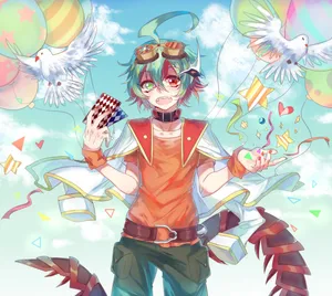 Yuya Sakaki Unleashing His Power In An Intense Duel Wallpaper