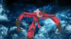 Yveltal With Realistic Clouds In Background Wallpaper