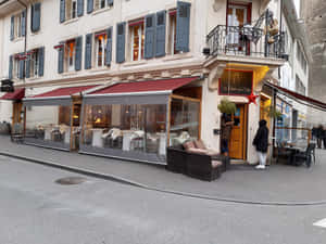 Yverdon Les Bains Cafe Street View Wallpaper