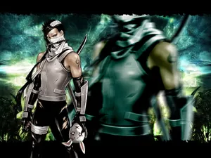Zabuza Momochi In Action On A Stormy Battlefield Wallpaper