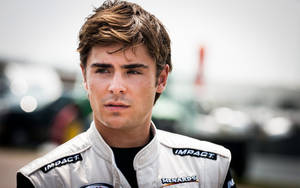 Zac Efron Wearing A Racing Suit Wallpaper