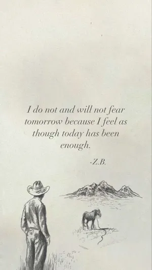 Zach Bryan Quote Cowboyand Horse Wallpaper