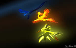 Zapdos With Birds Wallpaper