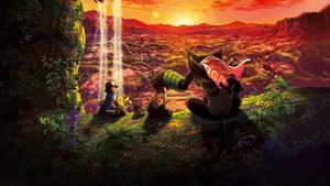 Zarude Ash Koko Pikachu Movie Wallpaper