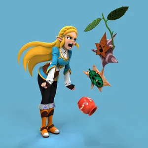 Zelda_and_ Koroks_ Animated_ Style Wallpaper