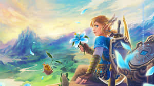 Zelda Botw Fanart Painting Link Flower Wallpaper