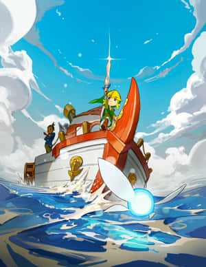 Zelda Linkand Navi Sailing Adventure Wallpaper