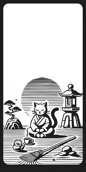 Zen Cat Meditation Scene Wallpaper