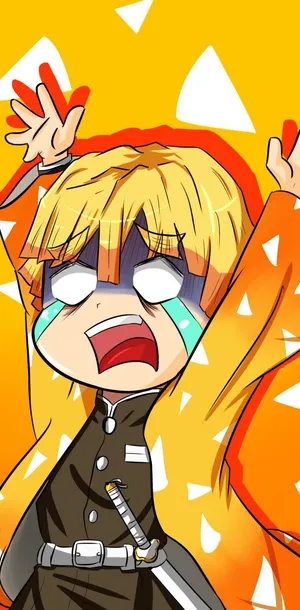 Zenitsu Agatsuma, Moment Of Calm In Orange Battle Aura Wallpaper