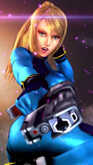 Zero Suit Samus Leaps Into Action Wallpaper