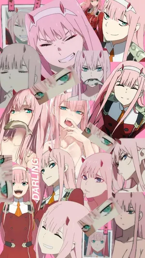 Zero Two's Faces Phone Wallpaper