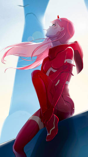 Zero Two Waiting Alone Phone Wallpaper