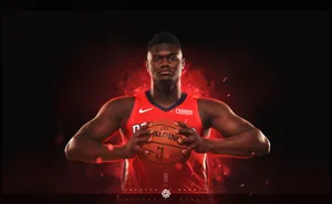 Zion Williamson Neon Red Art Wallpaper