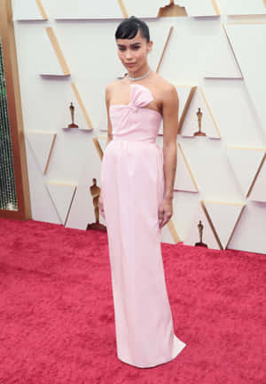 Zoe Kravitz Pink Gown Oscars Red Carpet Wallpaper