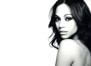 Zoe Saldana Black And White Photograph Wallpaper