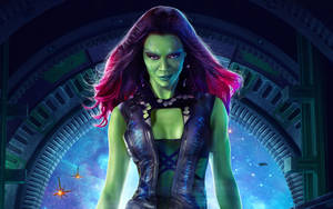 Zoe Saldana Green Skin Gamora Wallpaper