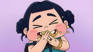 Zoey Kpop Demon Hunters Eating Wallpaper