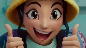 Zoey Kpop Demon Hunters Excited Expression Wallpaper