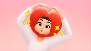 Zoey Kpop Demon Hunters Heart Pose Wallpaper