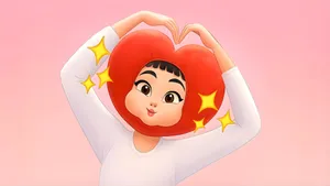 Zoey Kpop Demon Hunters Heart Pose Wallpaper