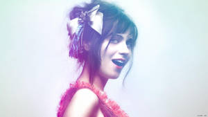 Zooey Deschanel Edit With Cute Ribbon Wallpaper