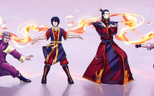 Zuko With Fire Nation's Firebenders Wallpaper