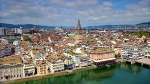 Zurich Cityscapewith River Limmat Wallpaper