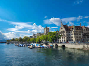 Zurich Lakefront Promenade Switzerland Wallpaper