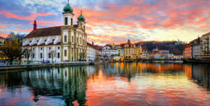 Zurich Sunset Reflections Wallpaper