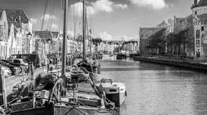 Zwolle Canal Blackand White Wallpaper